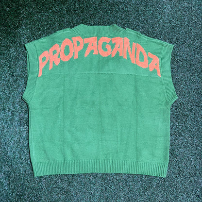 Vale "Propaganda" Double V Neck Green Vest Size Large USED x13691