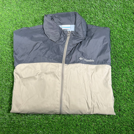 Columbia Beige/Grey Full Zip Windbreaker Size XL USED v17842