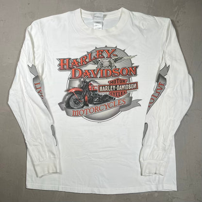 2011 Harley Davidson "Boise" Pinup White Longsleeve Size Large USED v20045