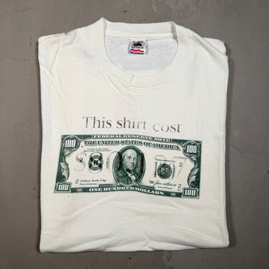 1991 Cornell University This Cost Dollar Bill White Tee Size XL USED v17966