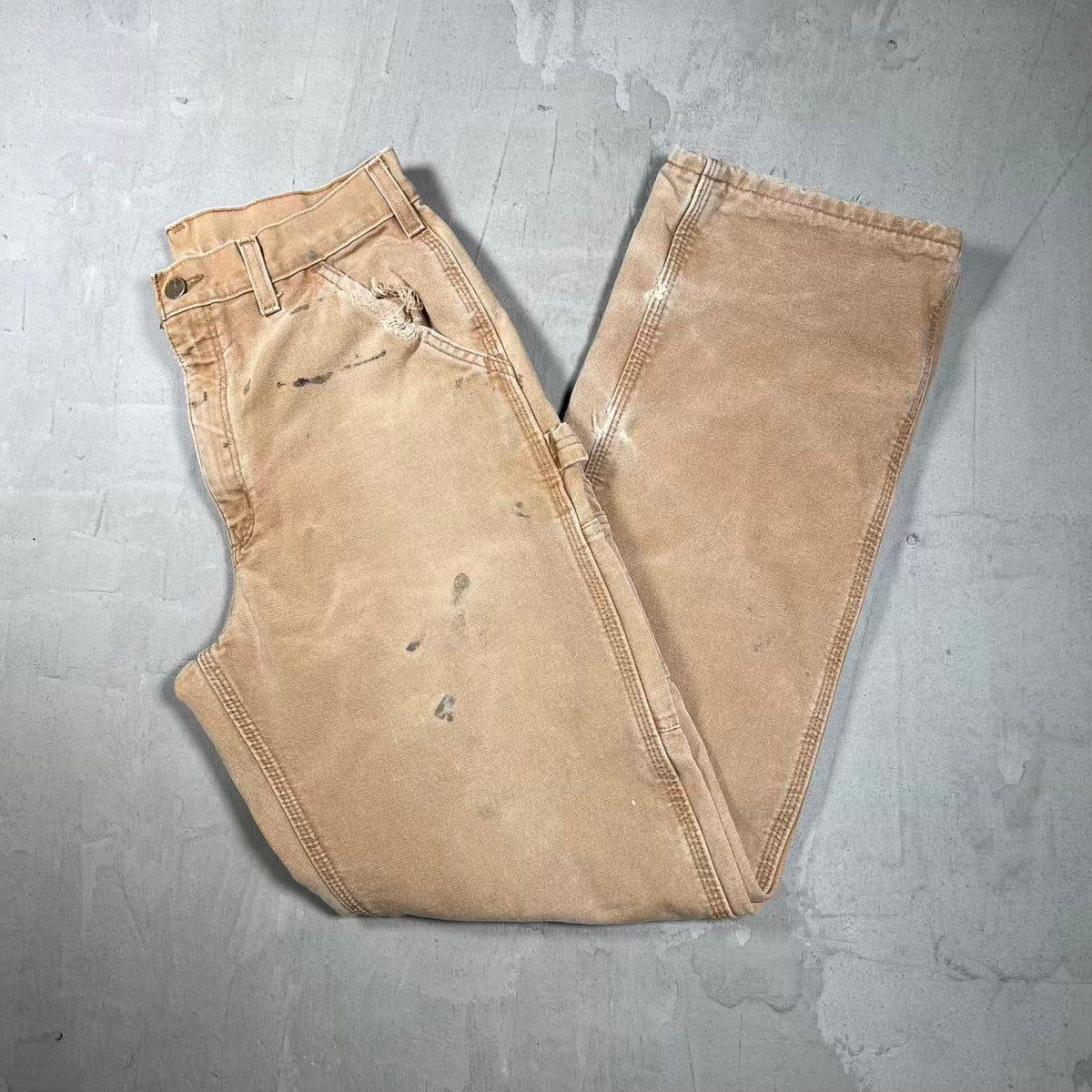 Y2K Carhartt Flannel Lined Khaki Painter Pants Size 31 USED v20239