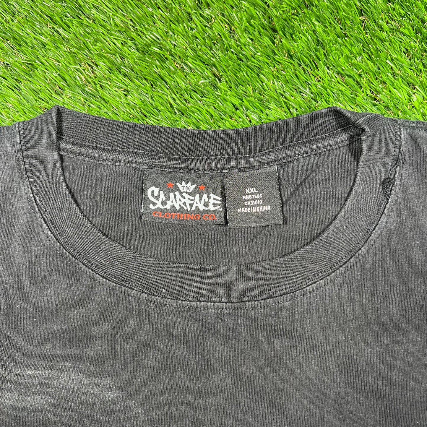 Y2K Scarface Tony Shooting Black Tee Size XXL USED v16755