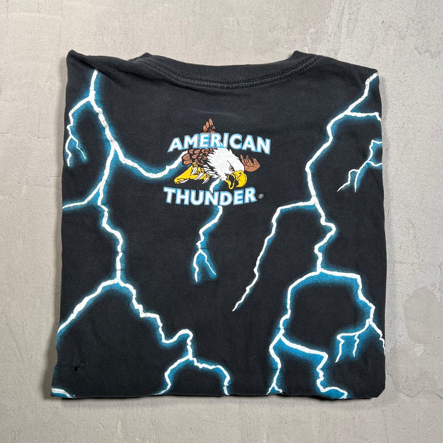 1990s American Thunder Native American Black Tee Size Large USED v17692