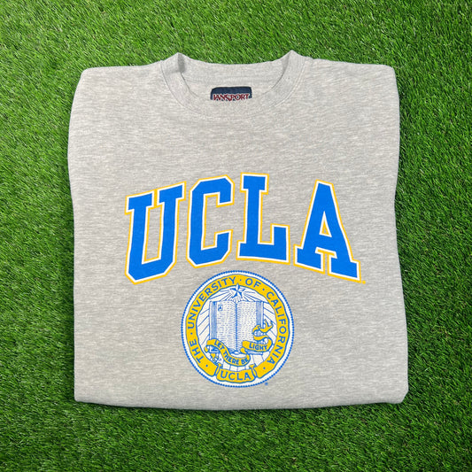 Y2K UCLA Crest Jansport Tag Grey Crewneck Size Medium USED v18704