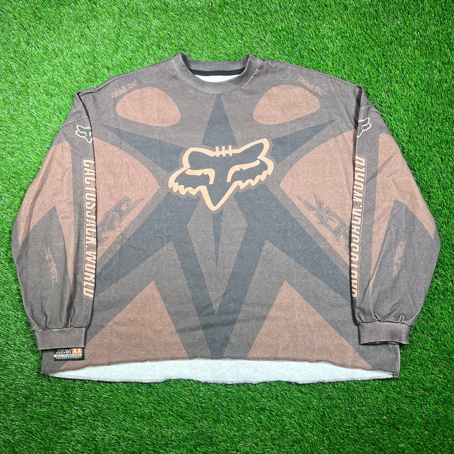 Travis Scott Fox Racing Brown Racing Jersey Size Large USED c16753