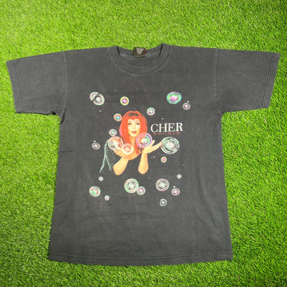 1998 Cher Believe Bubbles Black Tour Tee Size Large USED v18199