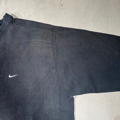 1990s Nike White Tag Black Crewneck Size XL USED v19075