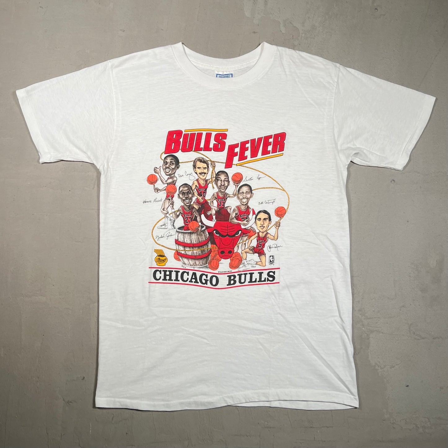 1989 Chicago Bulls Bulls Fever White Tee Size XL USED v15505