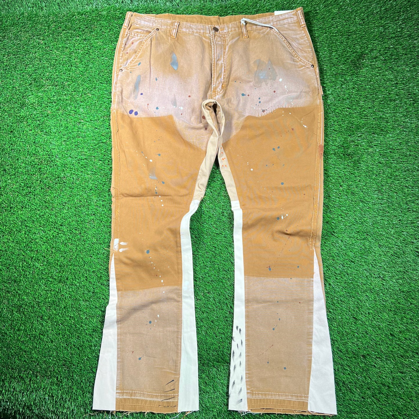MNML Brown Paint Splatter Flared Denim Size 40 NEW x16699
