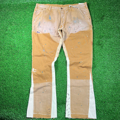 MNML Brown Paint Splatter Flared Denim Size 40 NEW x16699