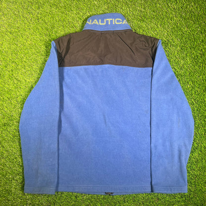 Y2K Nautica Blue Full Zip Fleece Size Medium USED v17987
