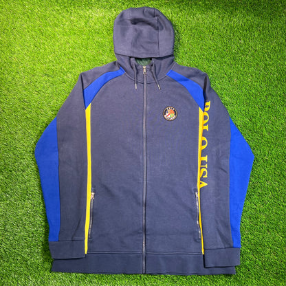 Y2K Polo Ralph Lauren Blue/Yellow Full Zip Hoodie Size XXL USED v18863
