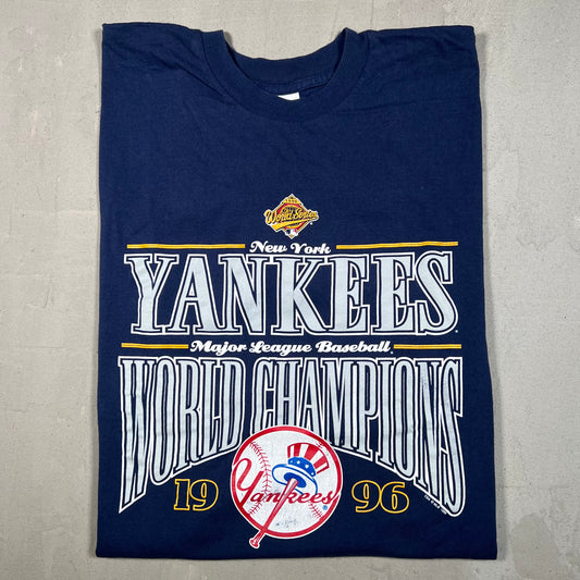 1996 New York Yankees World Series Navy Tee Size XL USED v19100
