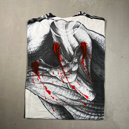 1993 Jurassic Park Full Print Blood Claws Tee Size XL USED v15045