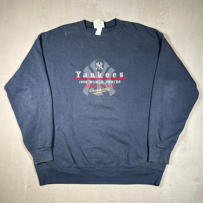 1999 New York Yankees Navy Champiions Crewneck Size XL USED v19067