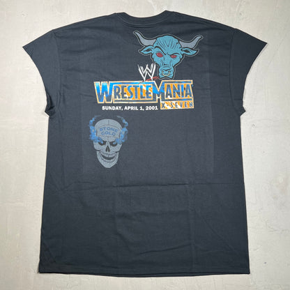 WWE Stone Cold The Rock Wrestle Mania Black Sleeveless Size XL NEW v19329