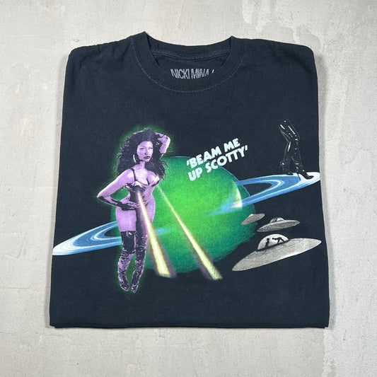 Nicki Minaj Beam Me Up Scotty Black Tee Size Medium USED x17215