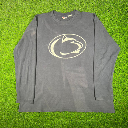 1990s Penn State Navy Waffle Thermal Size XL USED v17486