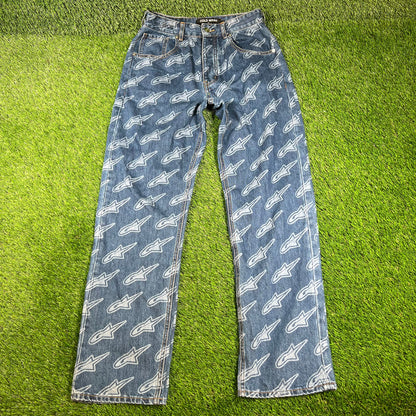 Cold Wash By Matty Stwd AOP Denim Blue Jeans Size Large USED x14461