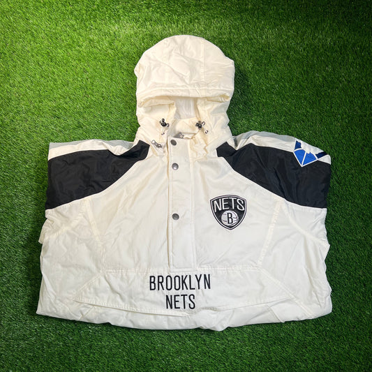 Y2K Brooklyn Nets Starter White Jacket Size XL USED v18849
