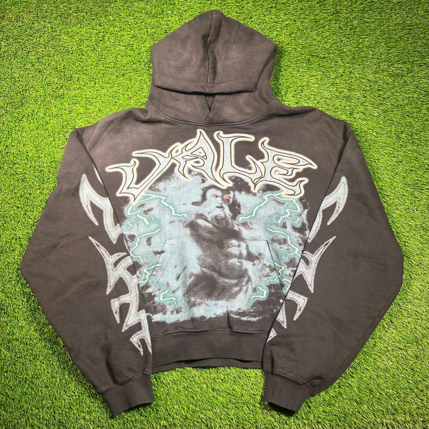 Vale Blue Ghost Washed Black Hoodie Size XL NEW x16638