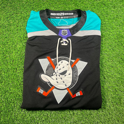 Adidas Anaheim Ducks Black Trevor Zegras Jersey Size Large USED v18279