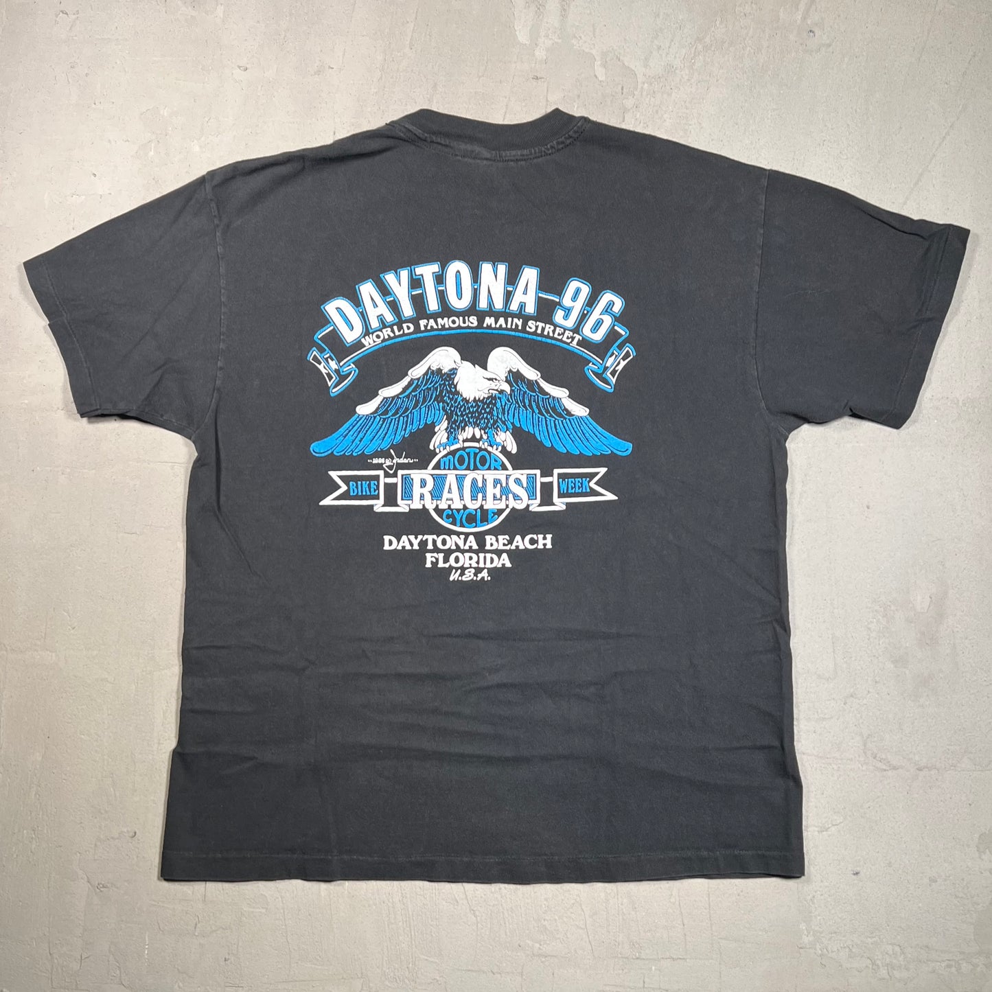 1994 "Lightning on the Plains" Black Motorcycle Tee Size Large USED v19367