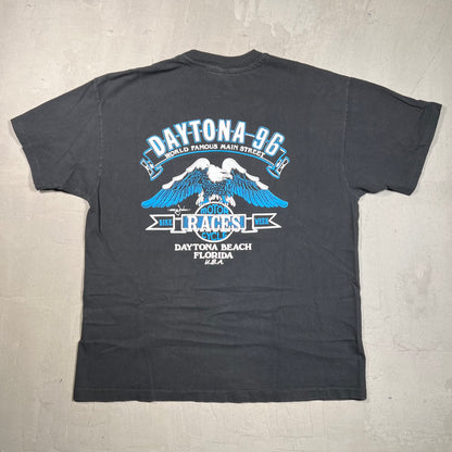 1994 "Lightning on the Plains" Black Motorcycle Tee Size Large USED v19367