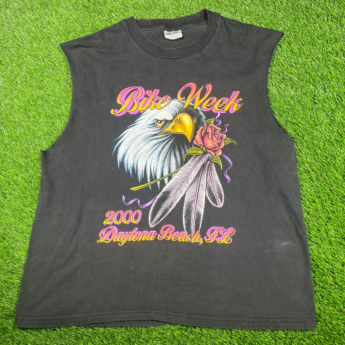 2000 Daytona Bike Week Black Cutoff Size Large USED v17058