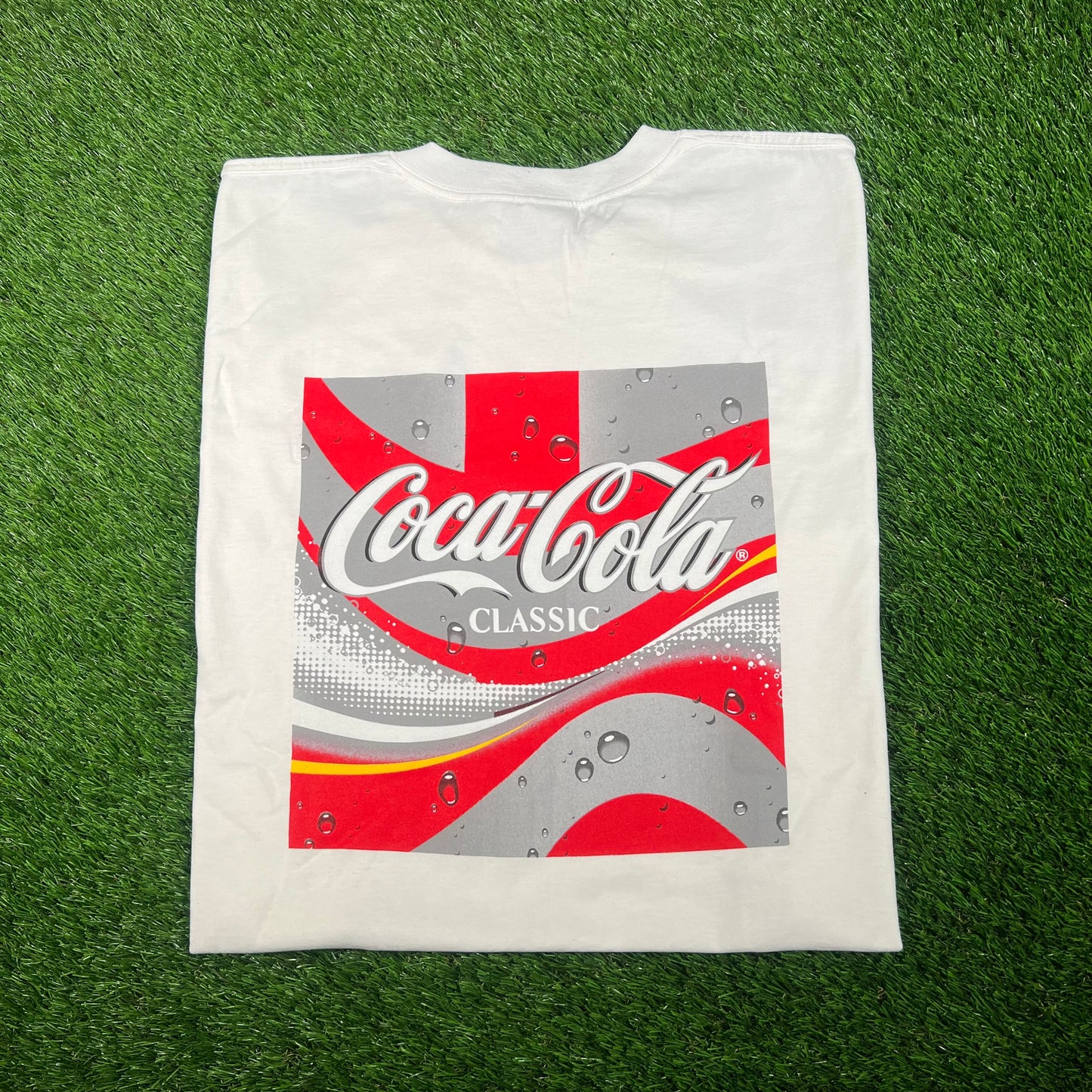 Y2K Coca Cola Classic Odd Job White Tee Size XL USED v17567