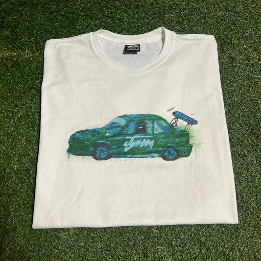 Stussy Racecar White Tee Size Large USED x14142