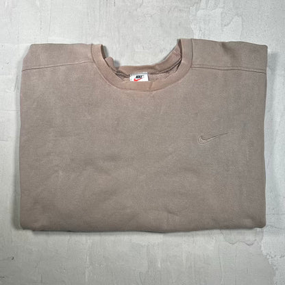 1990s Nike Washed Brown Crewneck Size XXL USED v20198