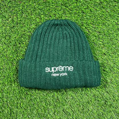 Supreme Ribbed Classic Logo Green Beanie (2024) USED x16494