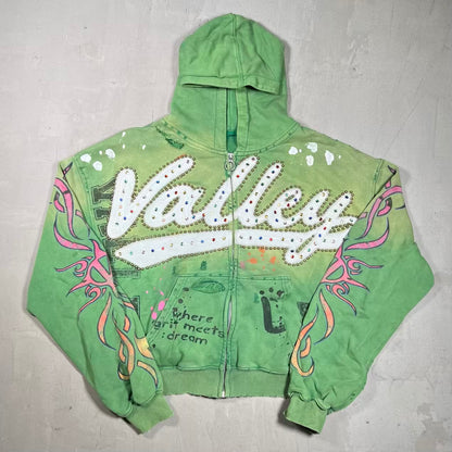 Vale Forever Inferno Green Zip Up Hoodie Size Large USED x18379
