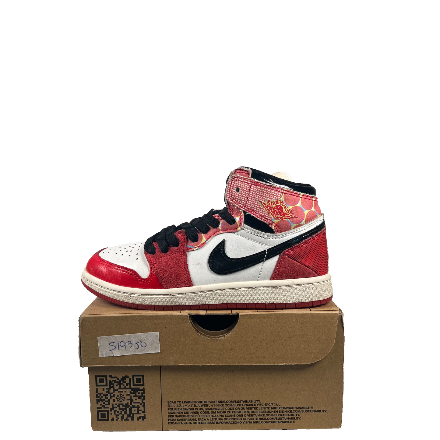 Jordan 1 High Spider-Man Across the Spider Verse (2023) Size 2Y USED s19351