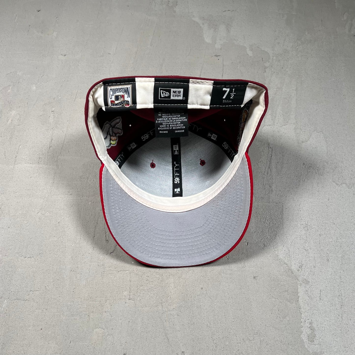 New Era MLB Jae Tips Wine Red Fitted Hat Size 7 1/2 USED x17237