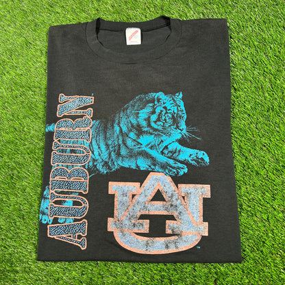 1990s Auburn Tigers Black Tiger Tee Size XXL USED v16968