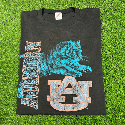 1990s Auburn Tigers Black Tiger Tee Size XXL USED v16968