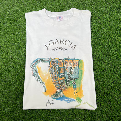 1995 Jerry Garcia Artwear Special Olympics White Tee Size Large USED v16609