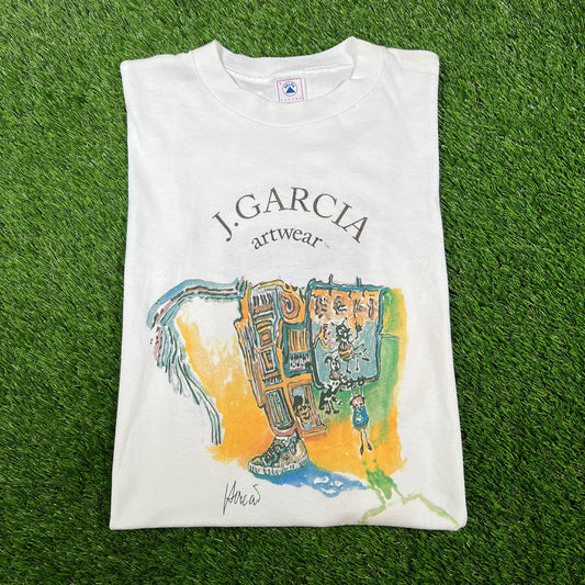 1995 Jerry Garcia Artwear Special Olympics White Tee Size Large USED v16609