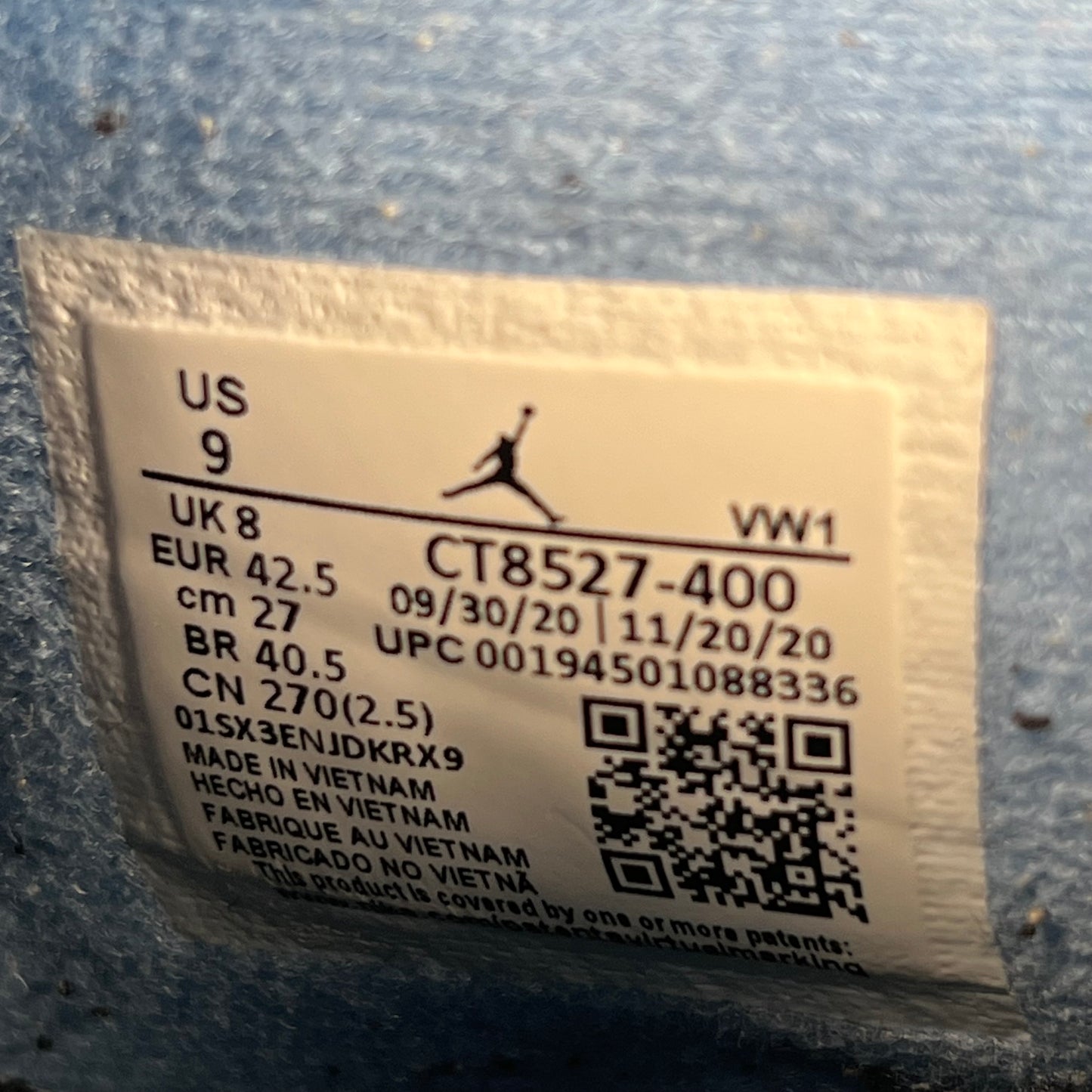 Jordan 4 University Blue (2021) Size 9 USED s17883