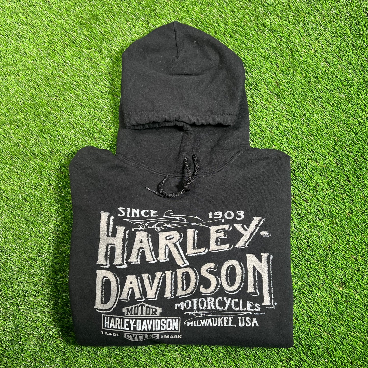 Harley Davidson St Crook WI Black Hoodie Size Large USED v18143