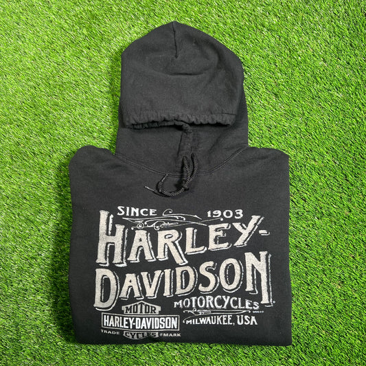 Harley Davidson St Crook WI Black Hoodie Size Large USED v18143