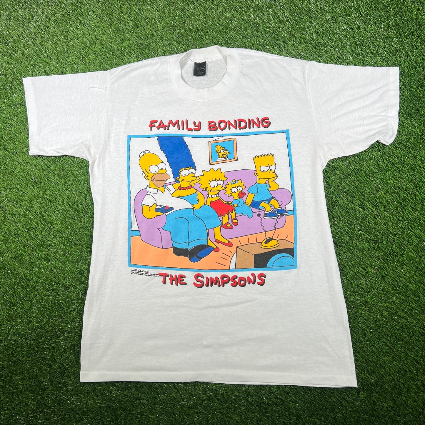 1989 Simpsons "Family Bonding" White Tee Size XL USED v17211