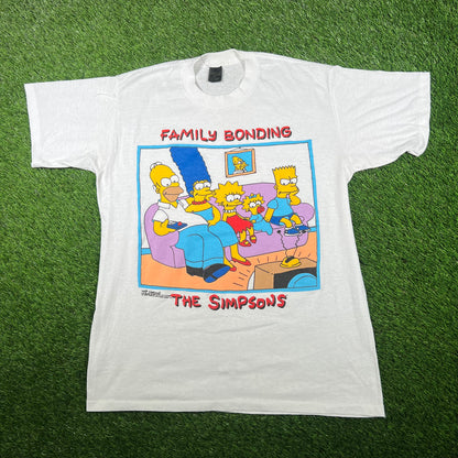 1989 Simpsons "Family Bonding" White Tee Size XL USED v17211