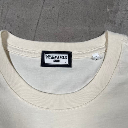 Kith "NY To the World" Motto Tee Sandrift Size XL NEW x18904