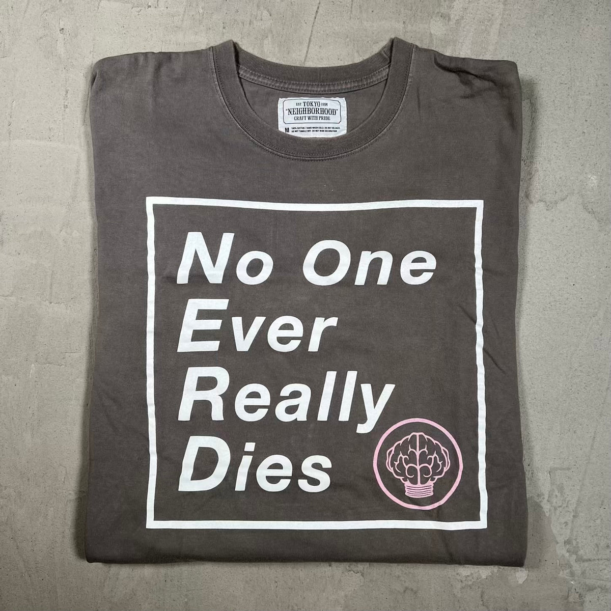 Neighborhood NERD No One Ever Really Dies Grey Longsleeve Size Medium USED x18117
