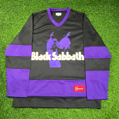 Supreme Black Sabbath Black/Purple Hockey Jersery (2016) Size Medium USED x16215