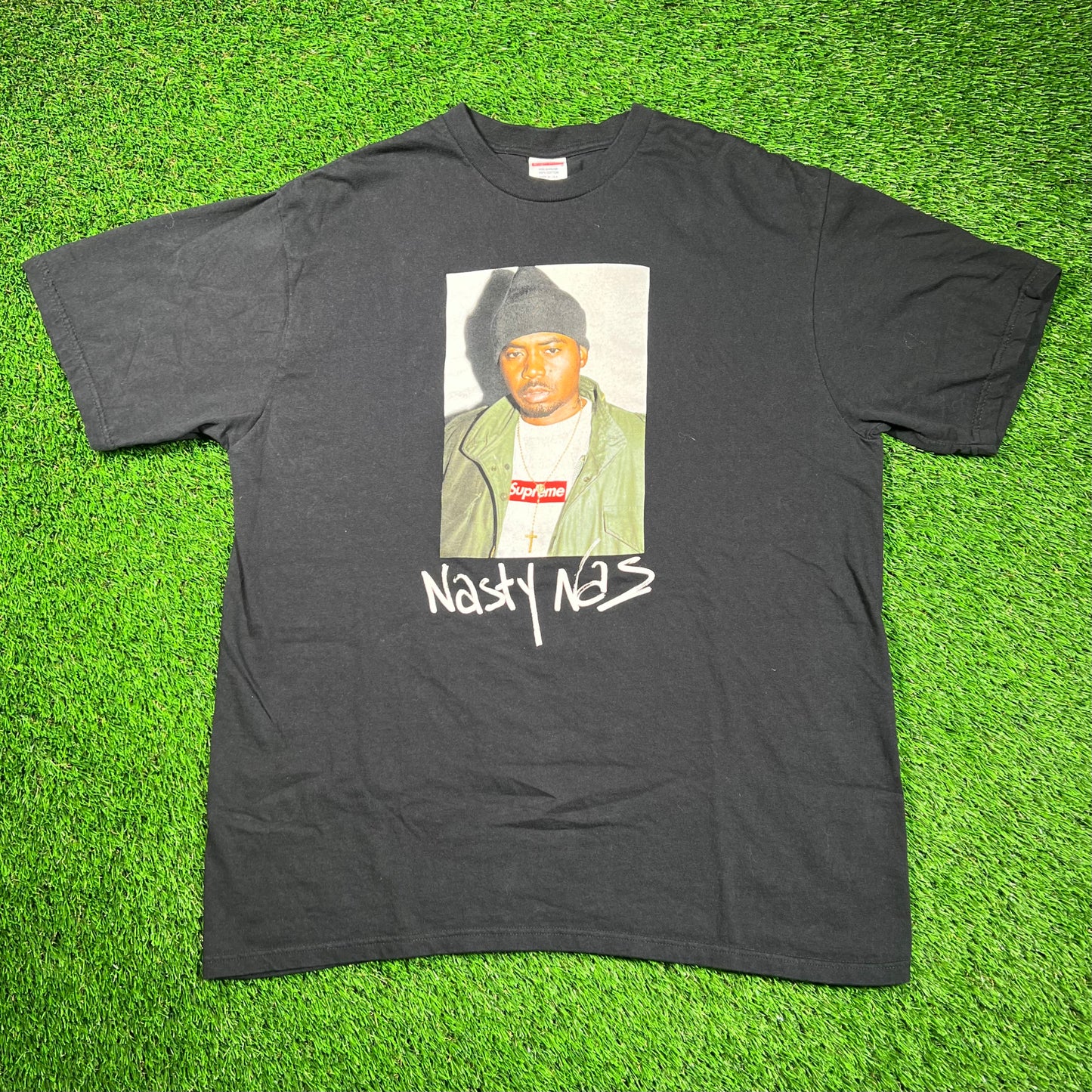 Supreme Nas (2017) Photo Black Tee Size Large USED x16679