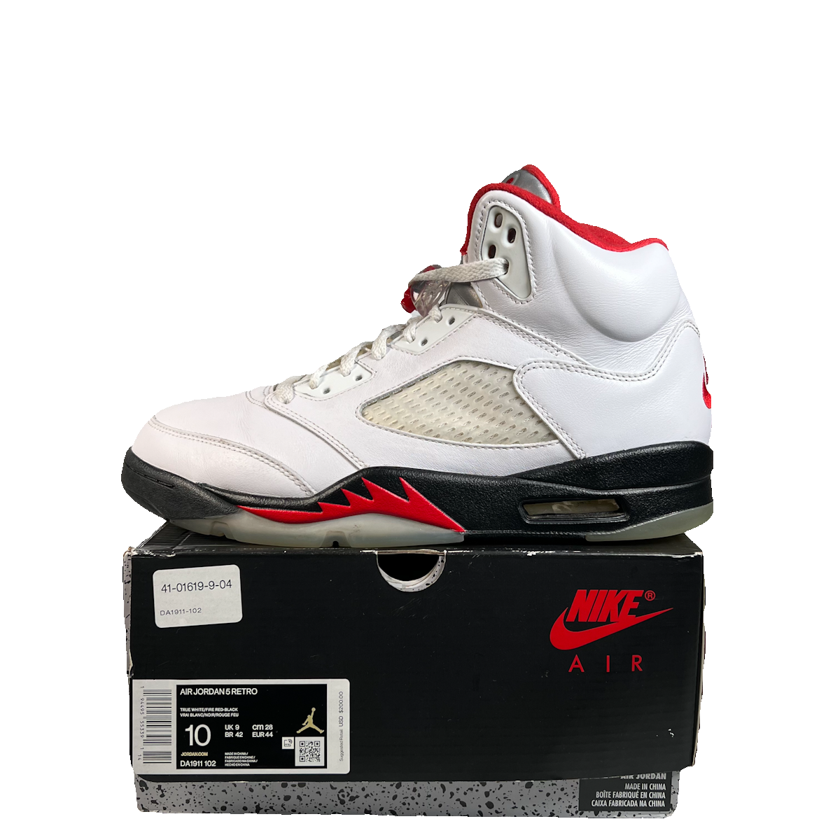 Jordan 5 Fire Red Silver Tongue (2020) Size 10 USED s22943
